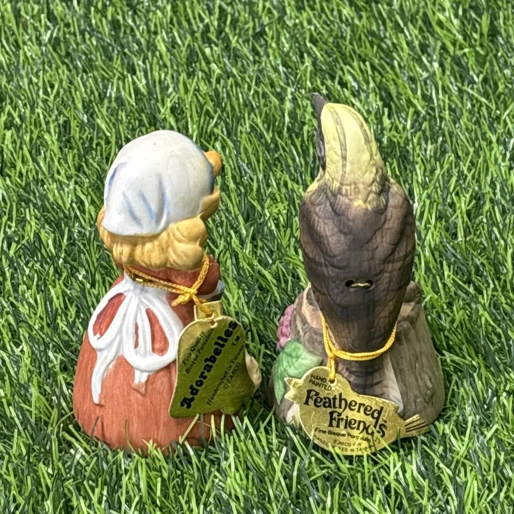 Vintage Ceramic Bell Lot‎ Bird Feathered Friends Adorabelles Girl